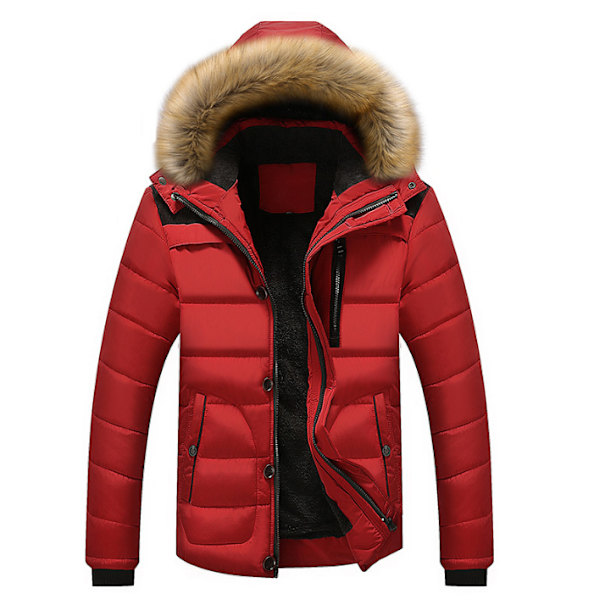 Vinterkappa för män, varm jacka med huva red XL