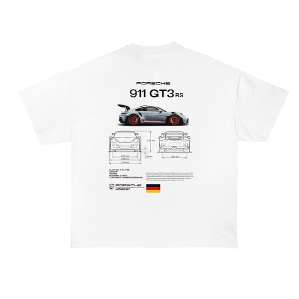 Porsche 911 T-shirt, Bilentusiast Tee, Afslappet T-shirt til Bilentusiaster Q3 XL