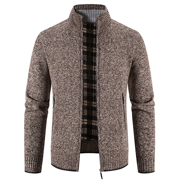 Stickade Casual Cardigans för män Brown L