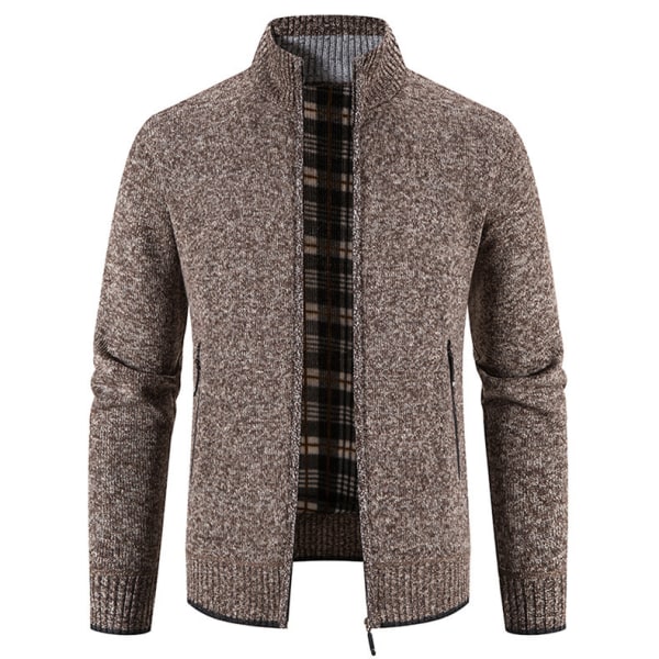 Stickade Casual Cardigans för män Brown M