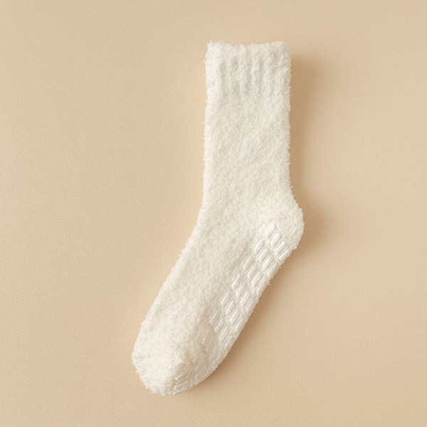 Vinter Fluffy Slippersokker, Bløde Sovesokker 1 Par White
