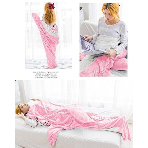 Haj-Onesies för Vuxna, Bärbar Hajfilt Onesie Sovsäck Pink 210cm