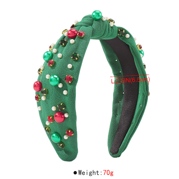Julklappspärlknuten pannband för kvinnor Röd Grön Kristall Smyckad hårband Style 3