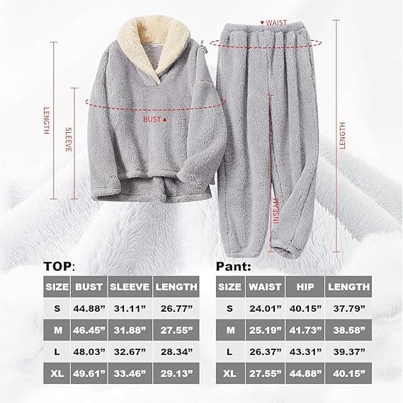 Mjuk och mysig ulltröja pyjamasset för kvinnor Gray M