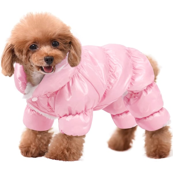 Vanntett vinterjakke for hund med fleecefôr Pink S