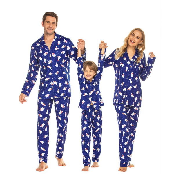 Familj julpyjamas Xmas Pyjamas matchande set Blue-Father S