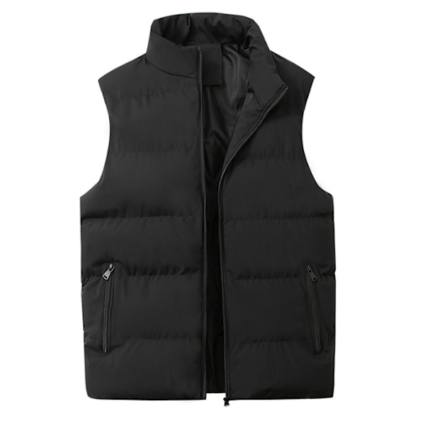 Män Casual Stand krage väst Vadderad jacka väst black M