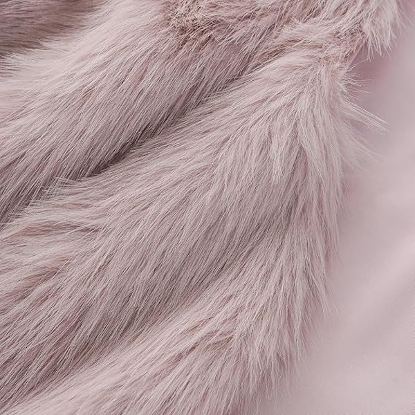 Kvinnors Mode Klippt Konstpälsjacka Långärmad Öppen Fram Kort Kavaj Pink XL