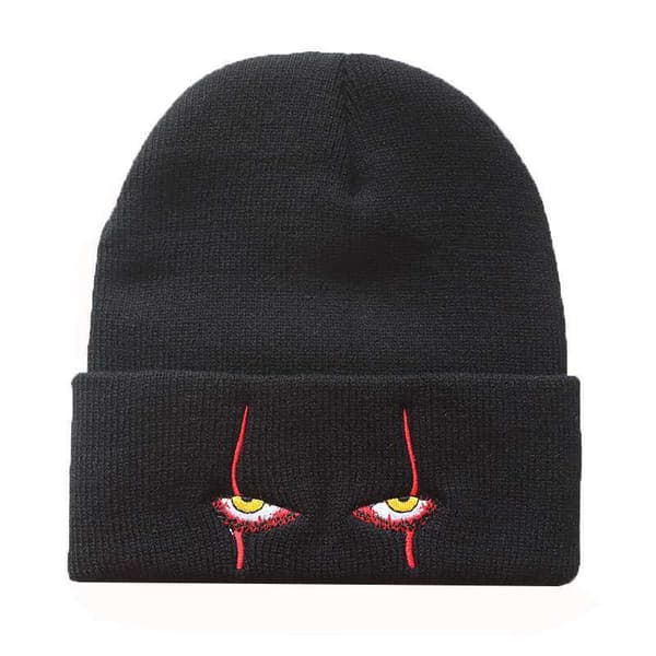 Mode stickad lös skrämmande clownögon stickad mössa Black