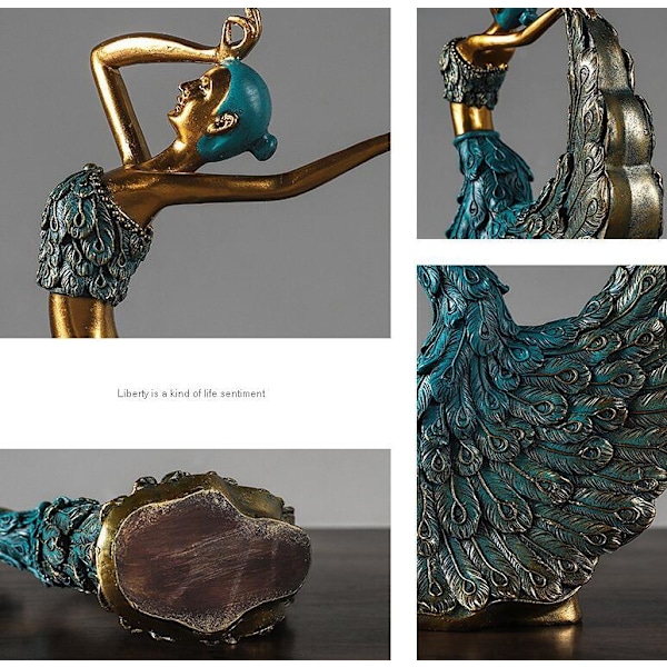 Påfugl Dancer Statue Til Hjemmekontor Skrivebords Dekorationer silver