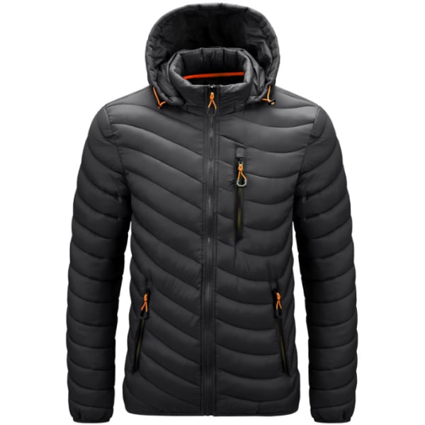 Män Hooded Casual Enkla lätta varma jackor black S