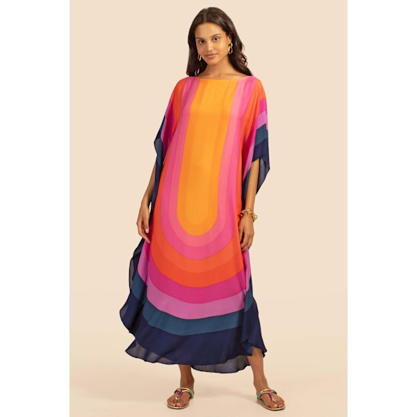Kvindes Regnbue Plus Size Strand Skjortekjole Yellow