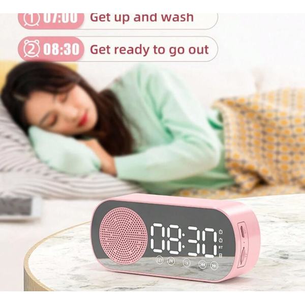 Trådlös Bluetooth-högtalare, multifunktionell högtalarklocka pink
