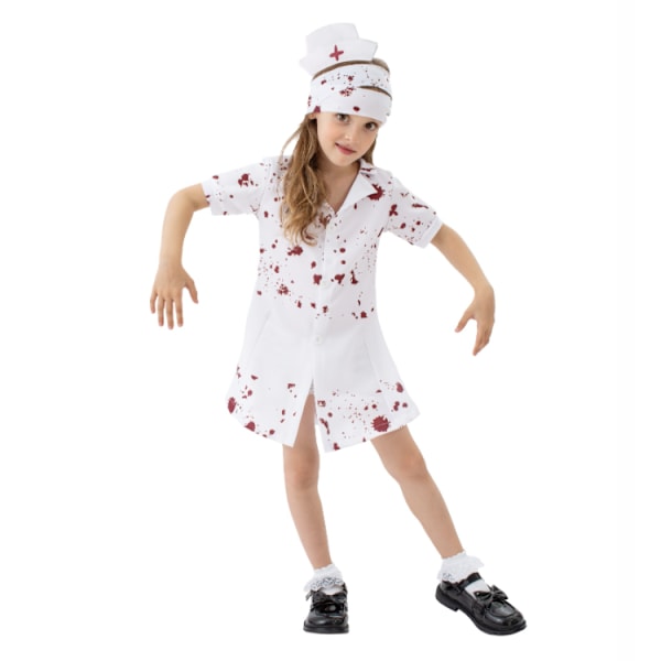 Zombie Blodig Sjuksköterska Kostym Halloween för Flickor XL
