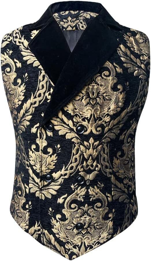 Herrar Victorian Dubbelknäppt Väst Black M