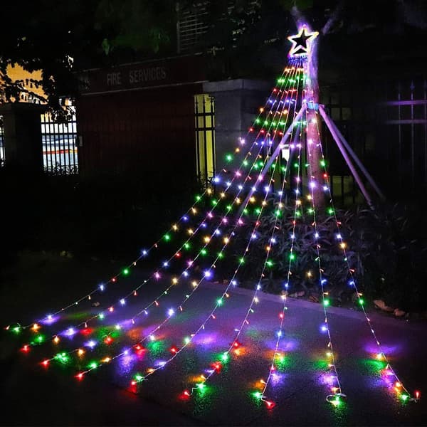 Vandfald Julelys med 8 Tilstande til Juletræspynt Colorful Light