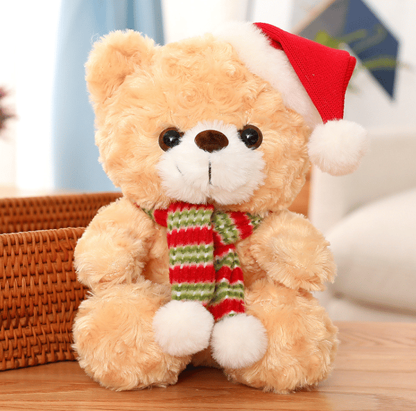 Julbjörnsdocka Teddybjörn trasdocka 23cm light brown