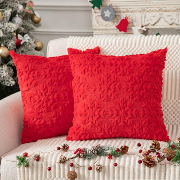 Julepynt Puter Trekk 2-pakning, Myk Pluss Faux Ull Puter Red 2 45*45cm