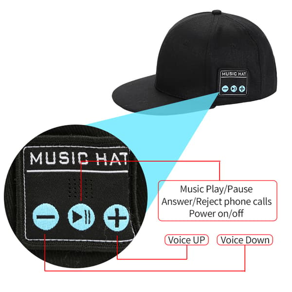 Mössa med Bluetooth högtalare Justerbar Bluetooth hatt Navy blue