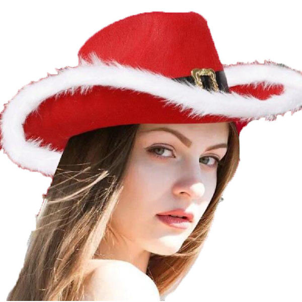 Dames Julehat med LED-fjerpynt Red