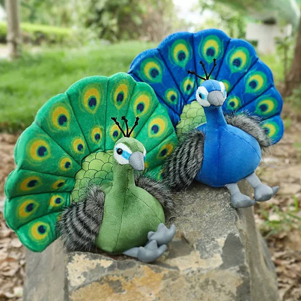 25*30CM Søde Zoo Souvenir Påfugl Ppen Hale Ornamenter Dukker blue