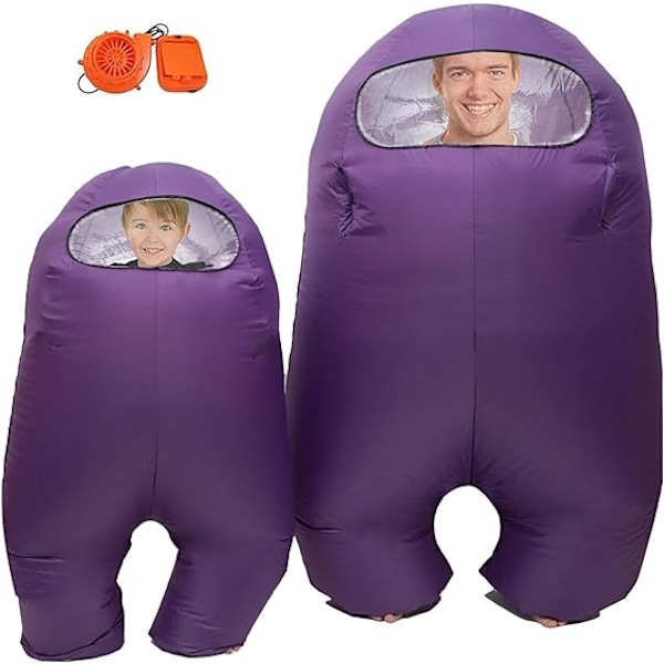 Uppblåsbar Astronaut Rymddräkt Uppblåsbar Dräkt Helkroppsdräkt Halloween Cosplay Dräkter Purple Kid
