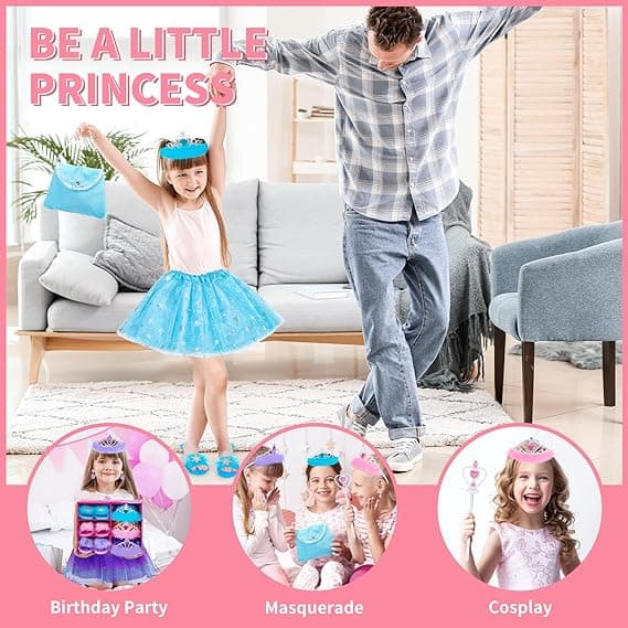 Tyttöjen Prinsessapuku Kengät ja Korut Leikkisetit Style2