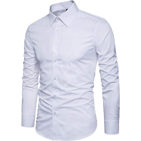 Slim Cotton långärmad skjorta för män White L