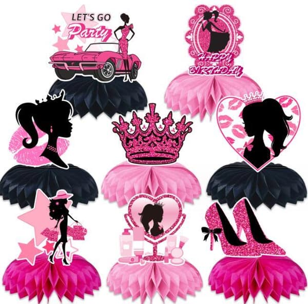 8 stk Rosa Honningkake Bursdagsdekorasjon 8 PCS