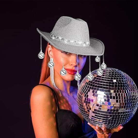 Discokula Cowboyhatt, Spegelkula Cowboyhatt Silver
