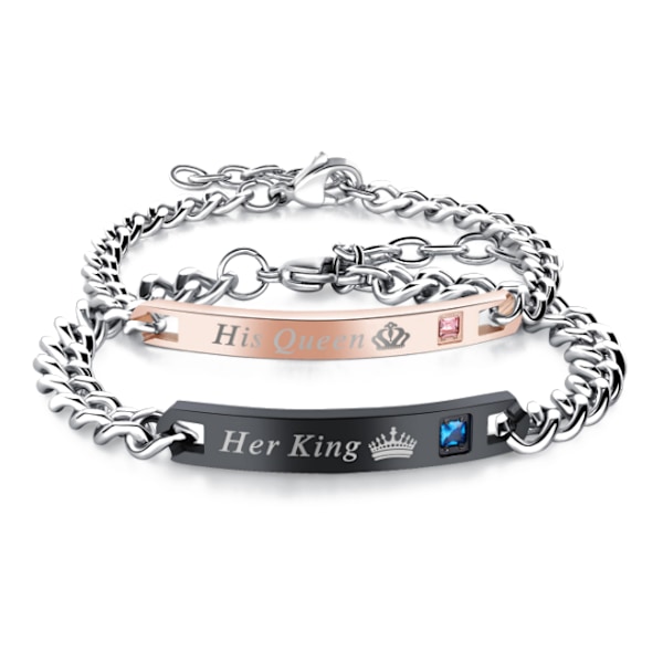 Hans drottning Hennes kung Matchande Set pararmband silver2