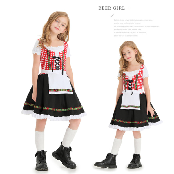 Traditionell tysk bayersk Dirndl Oktoberfest klänning för flicka Pink XL