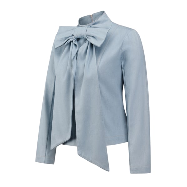 Damjacka i Denim med Rund Krage och Blixtlås Light blue M