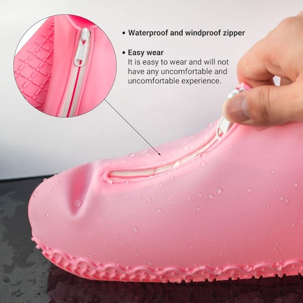 Vedenpitävät kengänsuojukset, uudelleenkäytettävät, liukumattomat sadekengänsuojukset lapsille, miehille ja naisille Pink M
