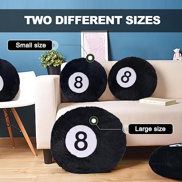 8 Ball Pude, 19.7\" Simuleret Sort Billard 8Ball Pude 35cm