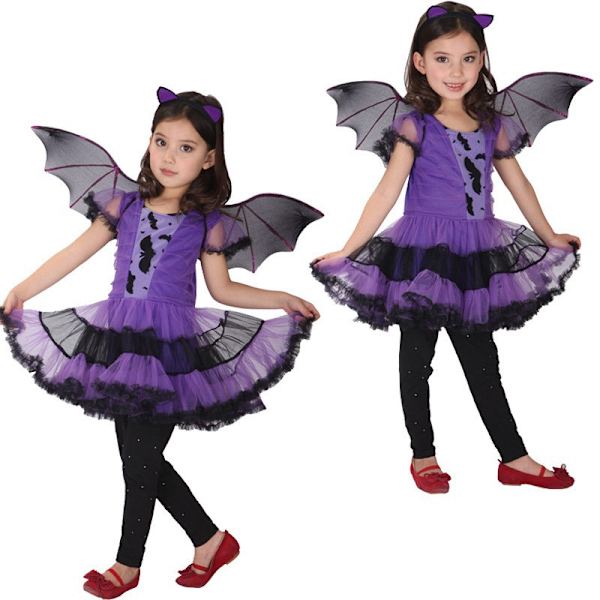 Tyttöjen Lepakko Halloween-asu Noita Cosplay-asu Tutu-mekkosetti Lapsille M