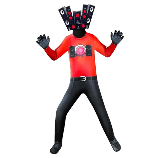 Skibidi Toalett TV Man Jumpsuit Cosplay Halloween kostym för barn Audio Man Kids 120