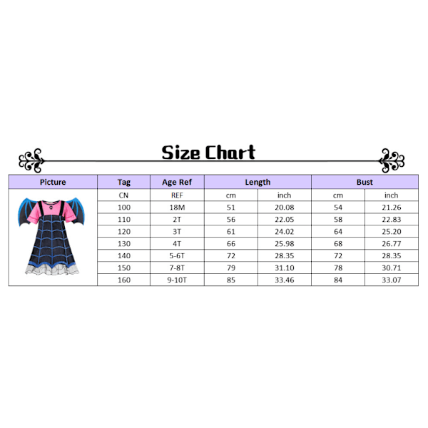 Girls Vampire Halloween Costumes Dress Cosplay 100