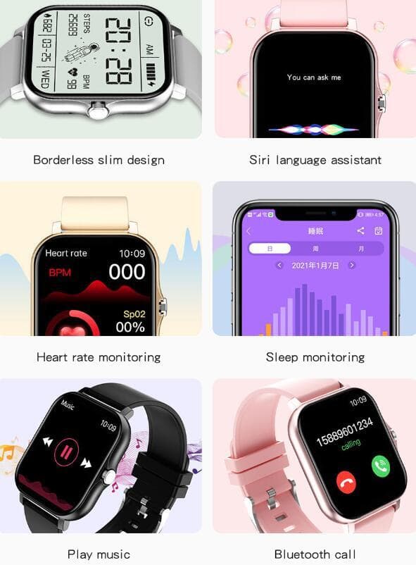 Mænds & Kvinders Bluetooth Smartwatch Vandafvisende Black