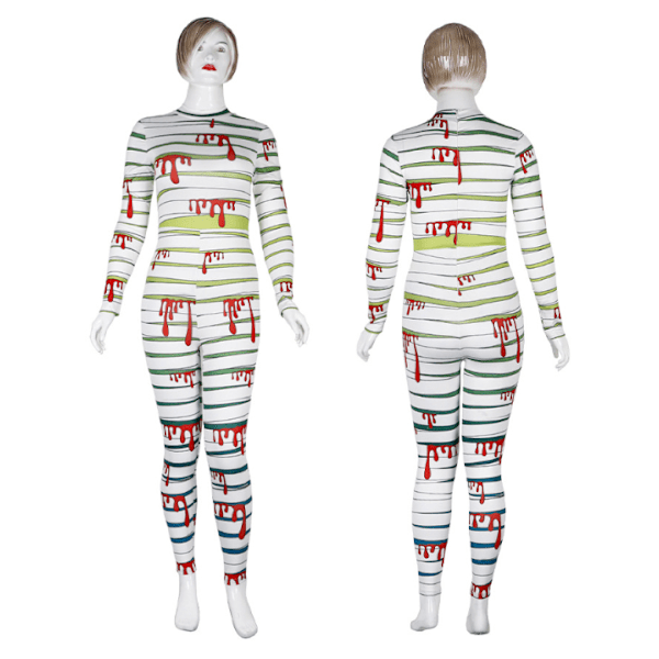 Kvinders Skelet Halloween Bodysuit Kostume Stræk Skinny Catsuit Jumpsuit WB142010 M
