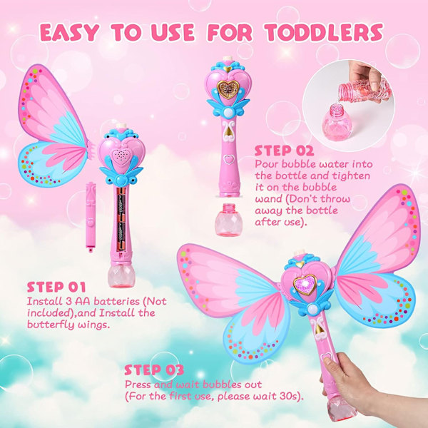 Bubble Machine för barn Butterfly Bubbles Wandblåsare Blue