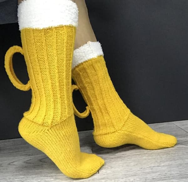 Ölstrumpor Mid Calf Varma Ullstrumpor Yellow