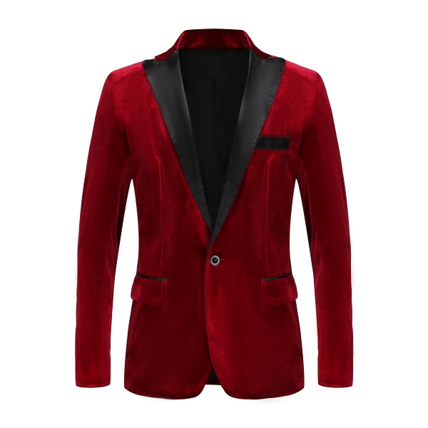 Velvet Wine Red Suit Jacka för män XL