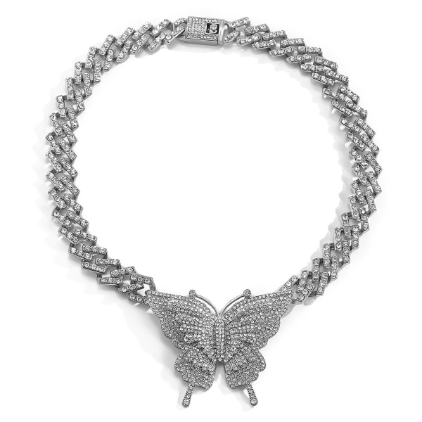 Crystal Butterfly Halsband Butterfly Rhinestone Halsband Silver