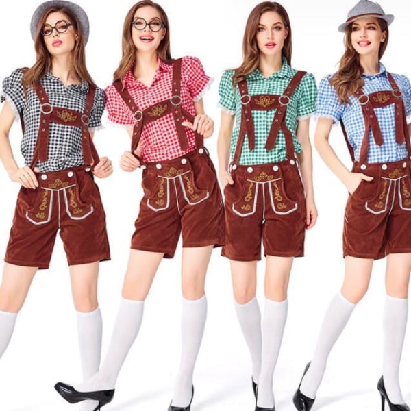 Oktoberfest Naisten Putkimiehen Haalarit Asuste Black+Brown Strap L