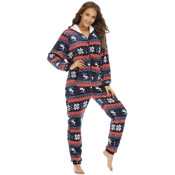 Kvinnors julen One Piece Long Loose Pyjamas M