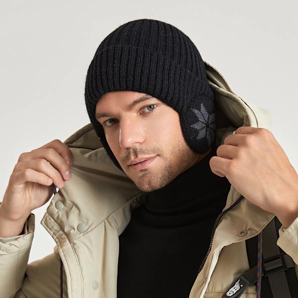 Kvinnor Stickad Mössa Kvinnor Öronlapp Vinter Mössor beige