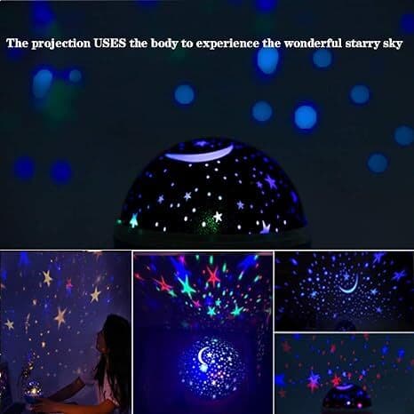 Fantastisk roterende stjernehimmel projektionslys natlys Blue