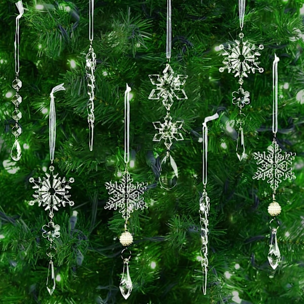 10 stk. Juletræshængende Akryl Jule-Snefnug Krystal Ornament 10PCS