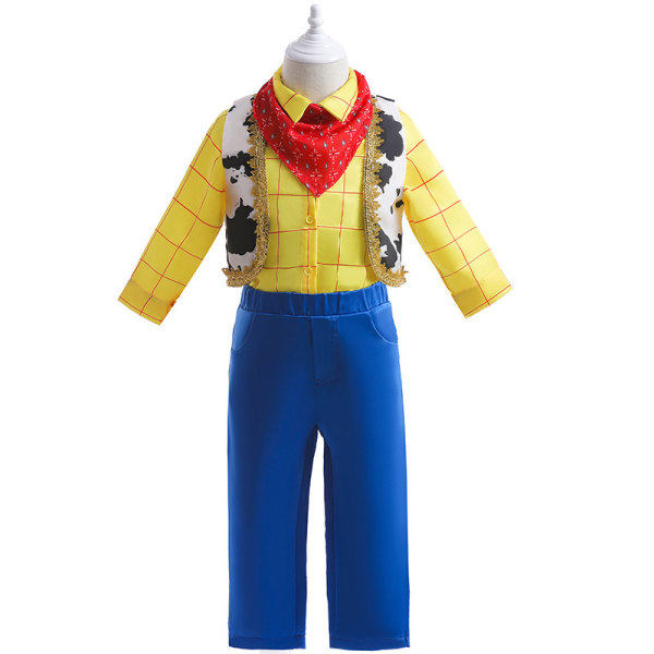 Guttekostyme i lappeteppe, Denim Cowboy Cosplay-sett 110cm